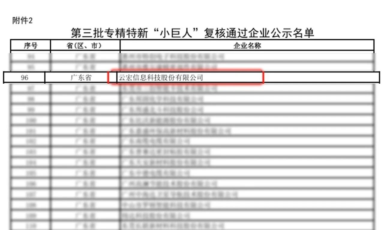 第三批专精特新“小巨人”复核通过企业公示名单_云宏虚拟化